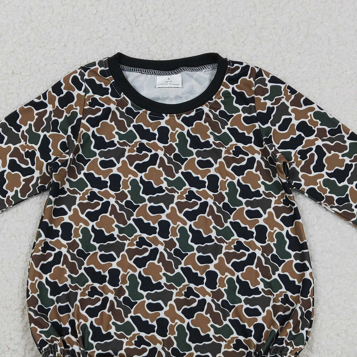 11.22 RTS NO MOQ （In stock）LR2809 Baby Boys Winter Rompers Baby Boys Dark Brown Camo Long Sleeve Southern Rompers