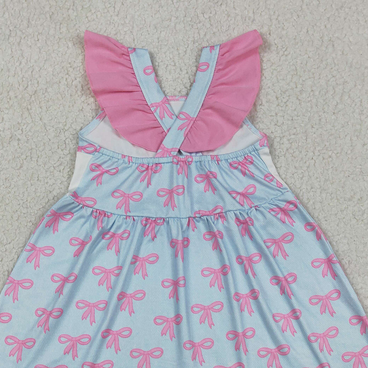 GSD2980 RTS NO MOQ （In stock）Flutter sleeves mama's girl bows kids ruffle dresses