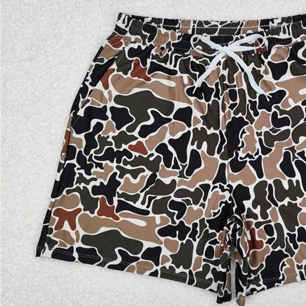S0478 RTS NO MOQ Adult Men's Swimsuits Brown camo summer adult men swim trunks
