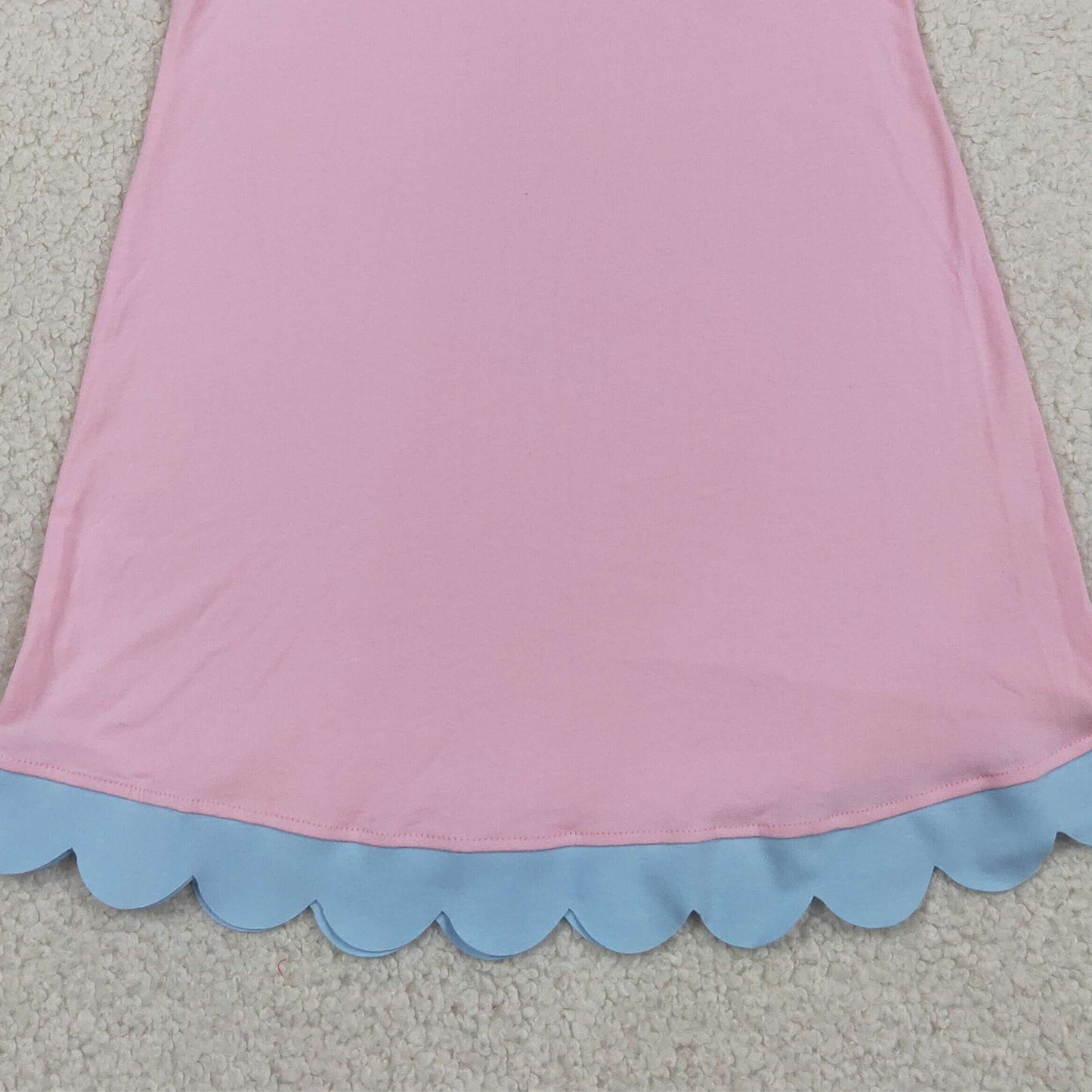 GSD4044 RTS NO MOQ （In stock）Light blue scallop ruffle sleeveless kids girls cotton dress