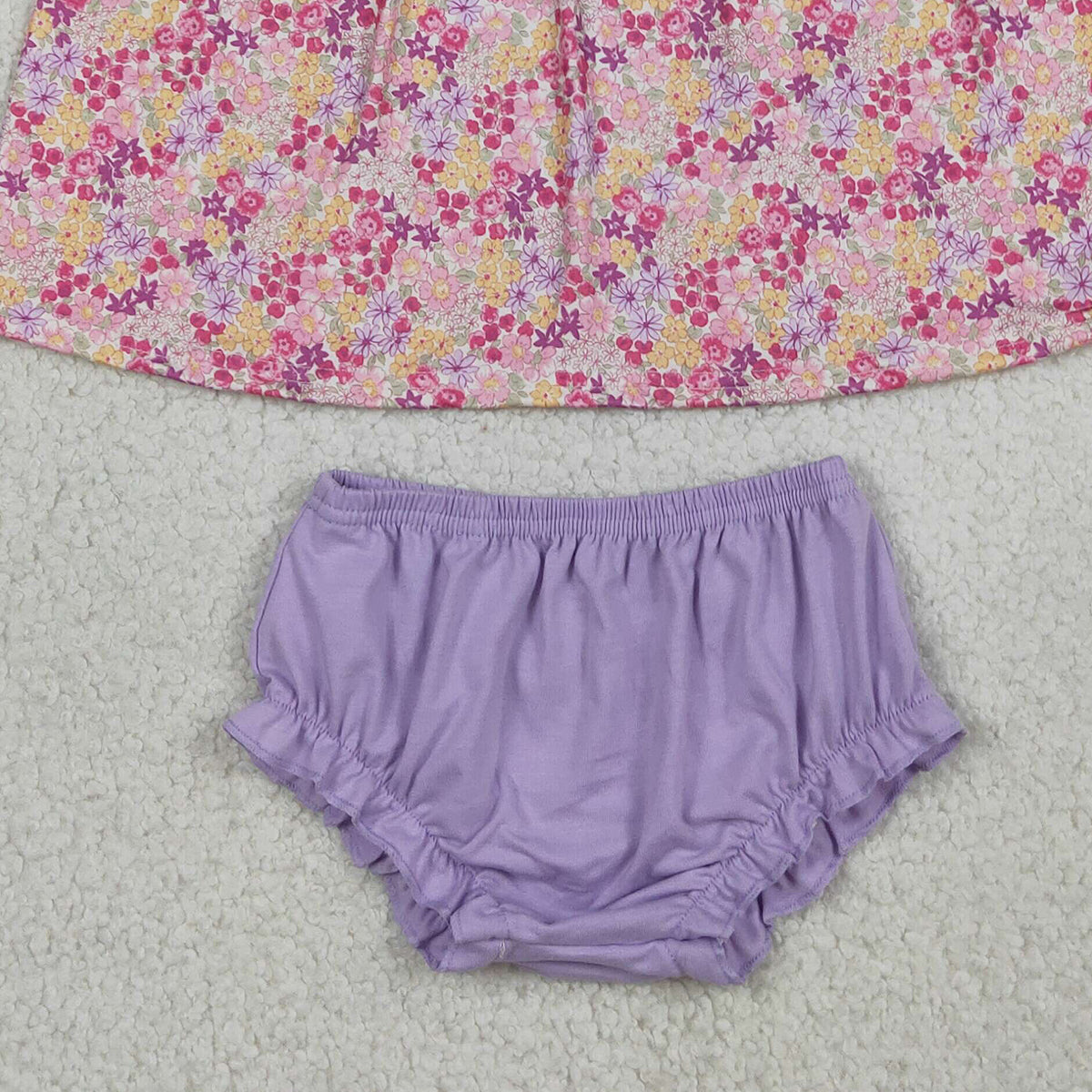 GBO0507 RTS NO MOQ （In stock ）Sleeveless floral tunic bummies baby girls summer clothes