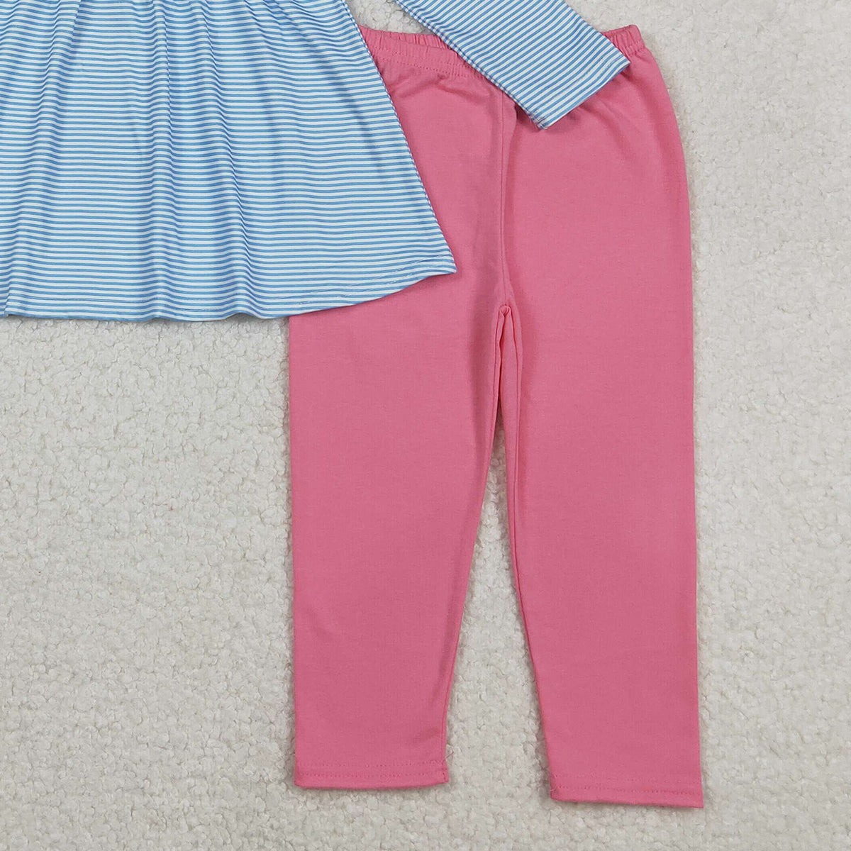 11.11 RTS NO MOQ （In stock）GLP2923 Embroidery Bows Ducks Baby Girls Stripe Tunic Legging Pants Clothes Sets
