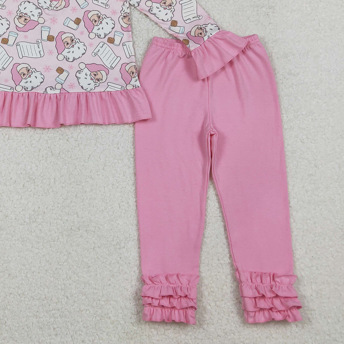 10.17 RTS NO MOQ （In stock）GLP2750 Baby Girls Santa Letter Milks Zipper Pullover Leggings Christmas Clothes Sets