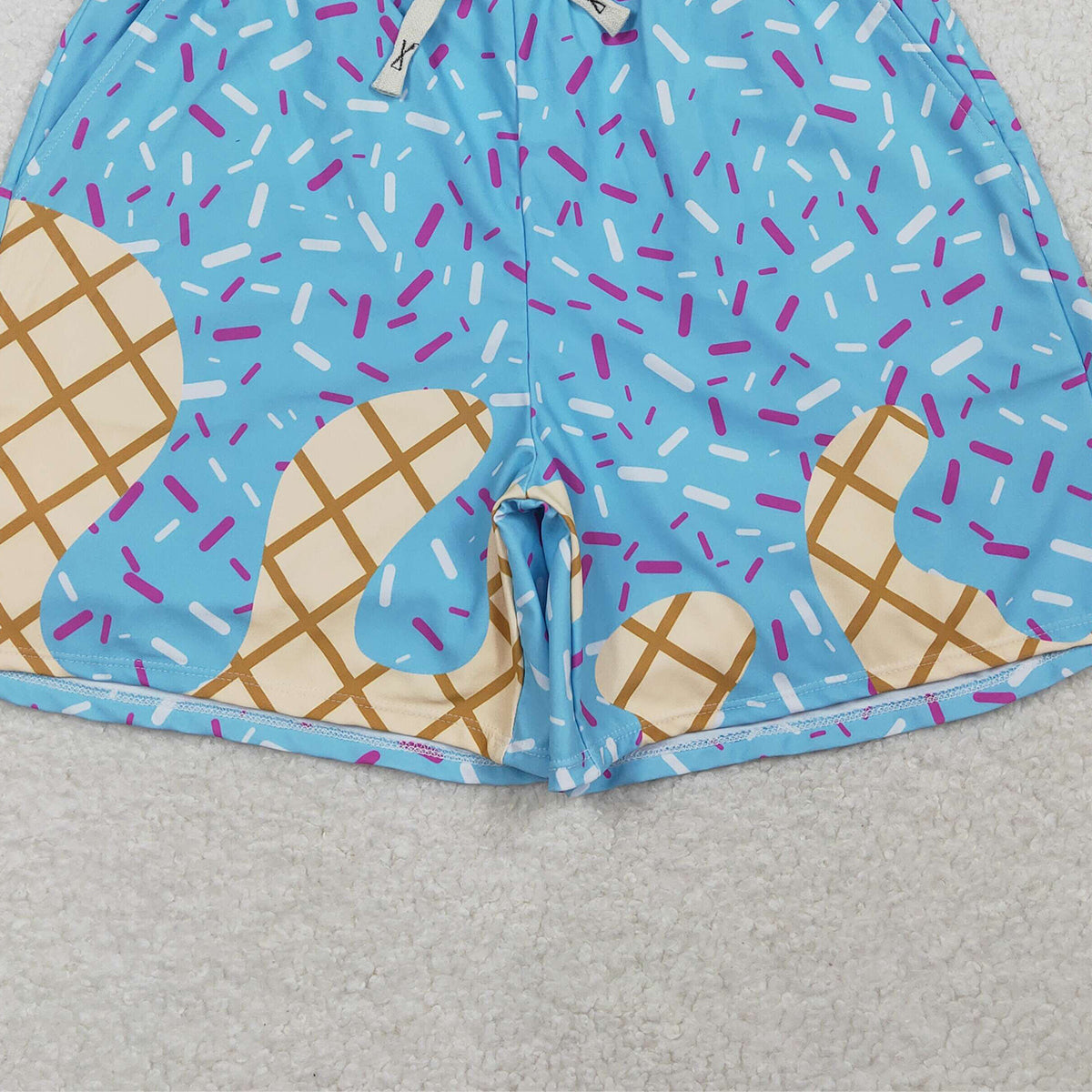 3.3 RTS NO MOQ （In stock）S0578 Adult Men Blue Drip Sprinkles Team Swimming Trunks Bottom