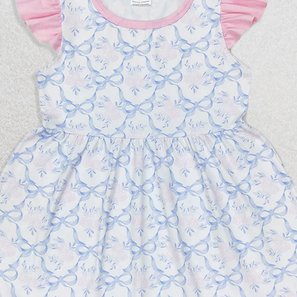 RTS NO MOQ （In stock） GSD1152 Baby Girls Summer Dress Flutter sleeves pink floral baby girls summer dress