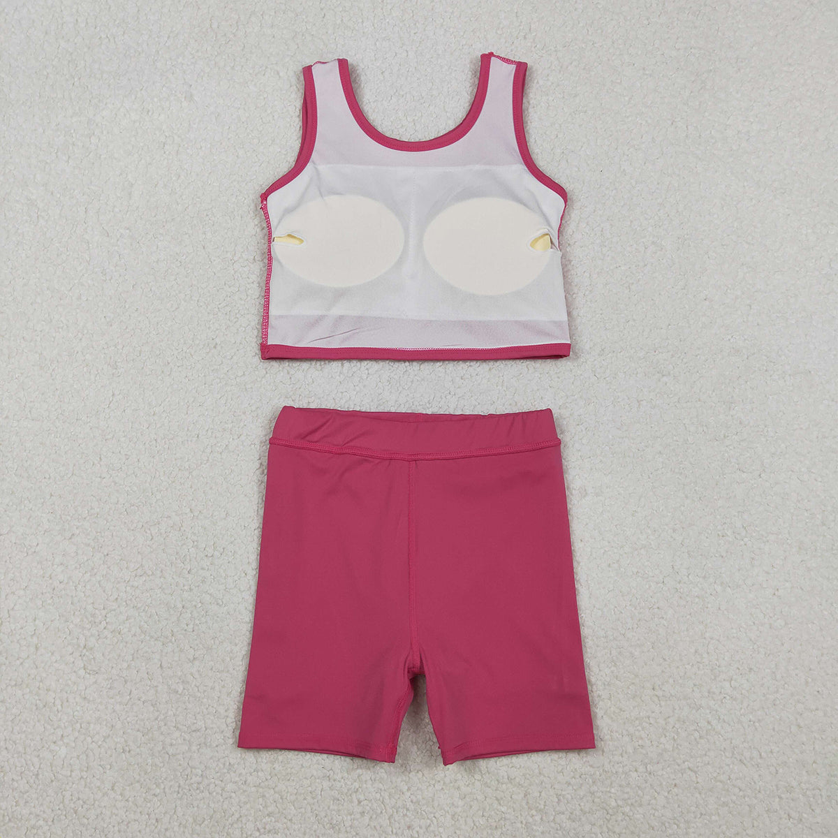 11.7 RTS NO MOQ （In stock）GSD2657 Baby Girls Pink Vest Top Skirts Shorts Bottom Yoga Active Clothes Set