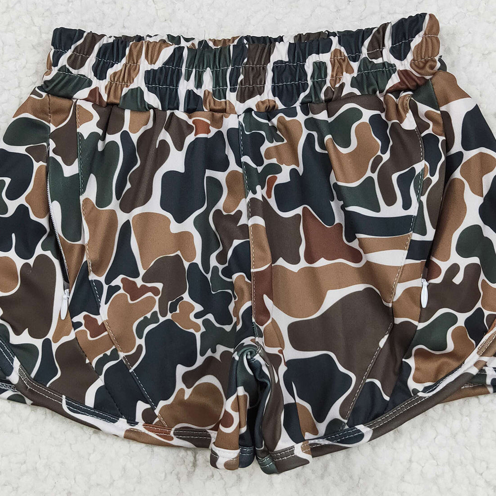 5.01 SS0465 RTS NO MOQ Baby Girls Summer Shorts Dark brown camo kids girls summer shorts