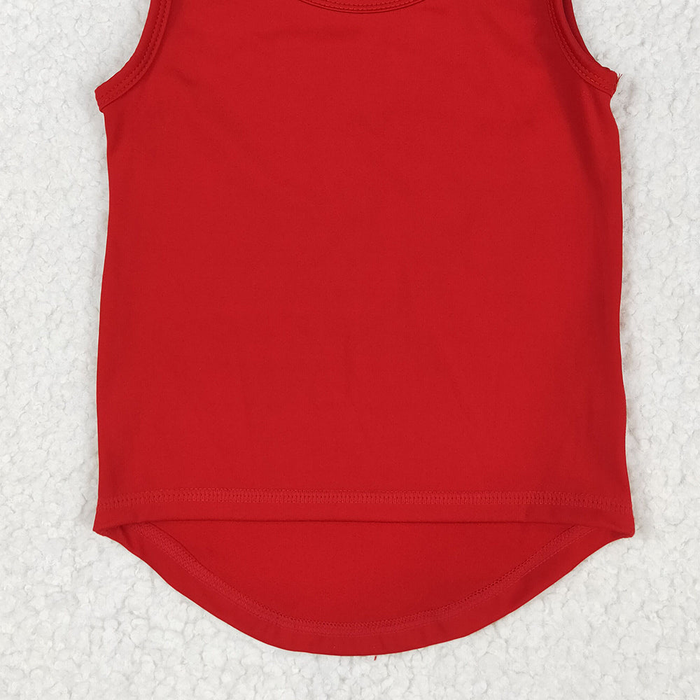 6.25  GT0981 RTS NO MOQ Baby Girls Summer Tops  Baby Girls Red Sleeveless Vests Top