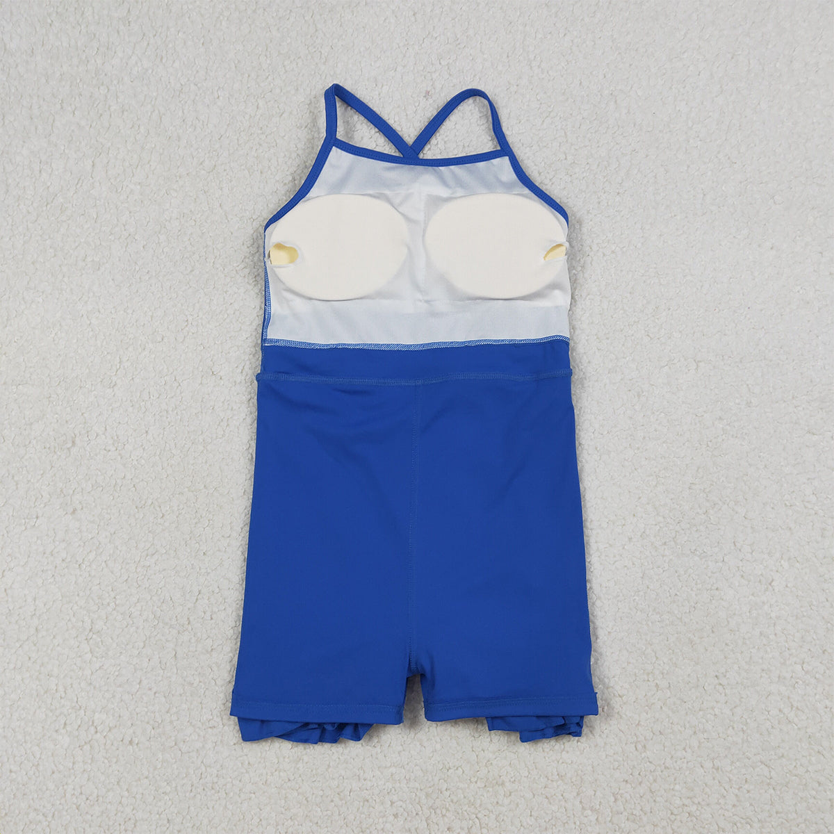 3.21 RTS NO MOQ （In stock）S0551 Kids Fashion Clothes Baby Girls Strap Blue Knit Knee Length Active Wear Athletic Dresses