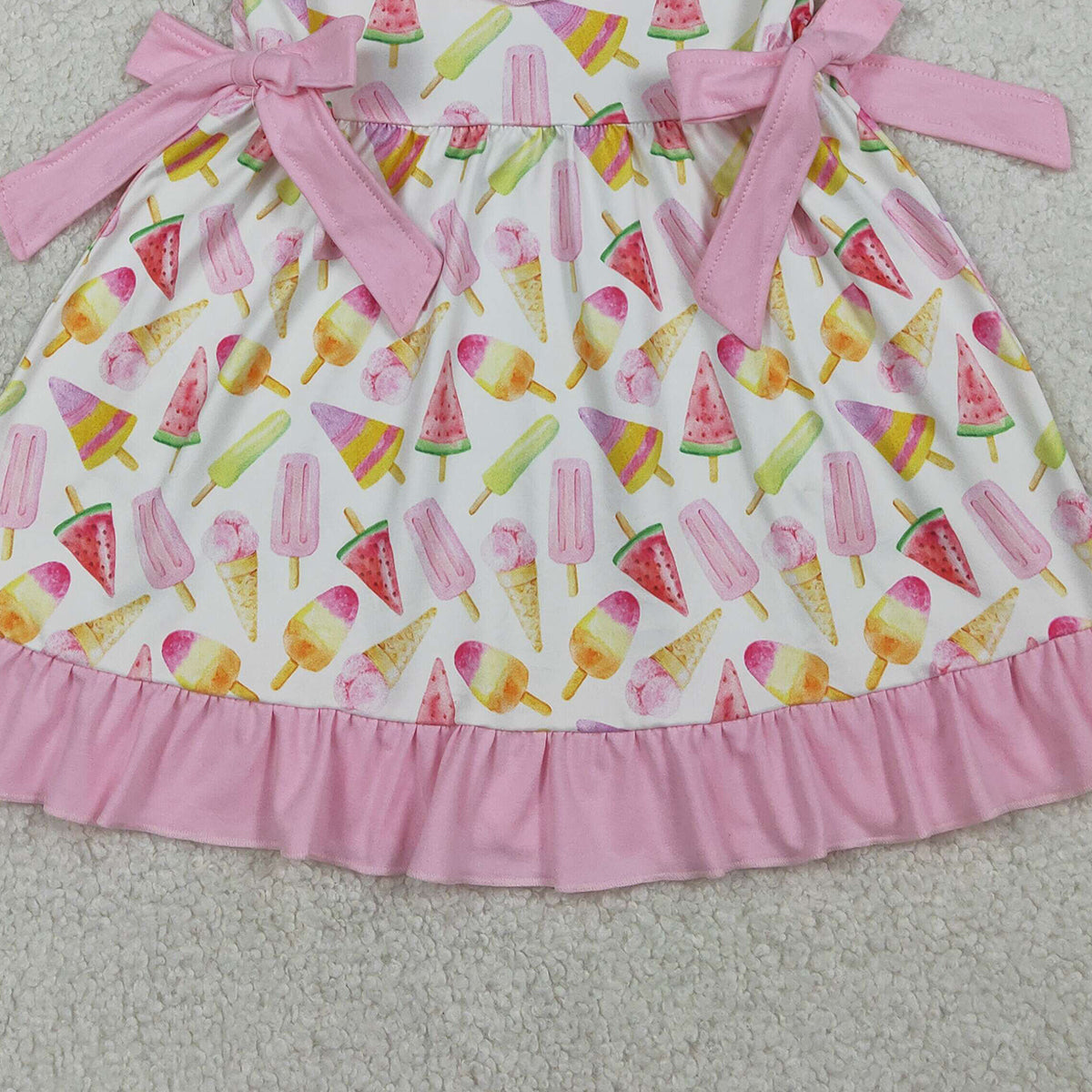 1.15 RTS NO MOQ （In stock）GSD3470 Baby Girls Colorful Popsicle Ice Creams Ruffle Knee length Dresses