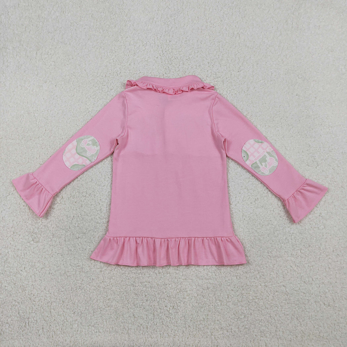 1.21 RTS NO MOQ （In stock）GT1402 Baby Girls Pink Checked Golf Flags Button Polo Shirts Top