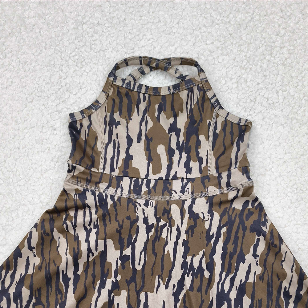 USA Shop (in stock)GSD2314 RTS NO MOQ Baby Girls Summer Yoga Dress baby girl clothes yoga camouflage sleeveless dress