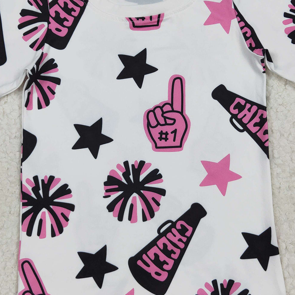USA Shop (in stock) GT0994RTS NO MOQ  Baby Girls Summer Tops  toddler girl clothes cheer short Sleeve Top