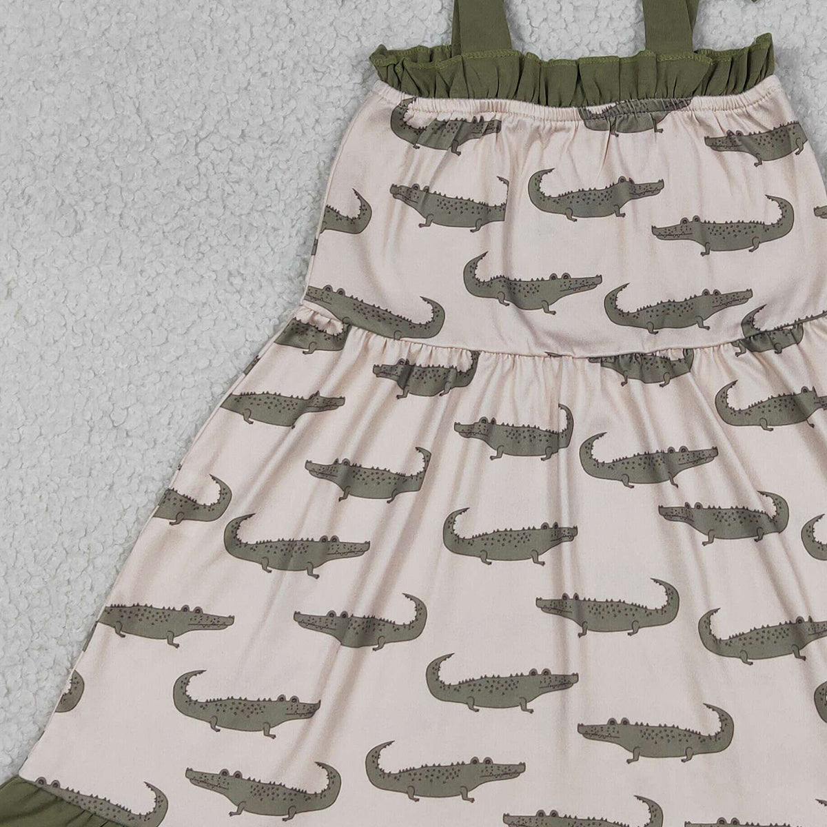 4.13 GSD1212 RTS NO MOQ （In stock）Straps crocodile ruffle girls summer dresses