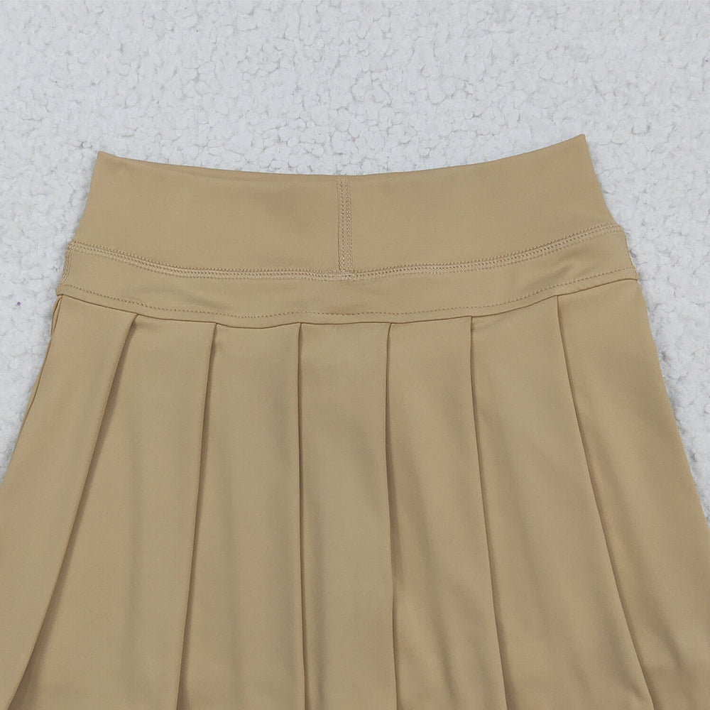 8.20 RTS NO MOQ （In stock）GLK0123 Baby Girls Summer Yoga Skirt Baby Girls Khaki Yoga Skorts Pleated Skirts Bottom