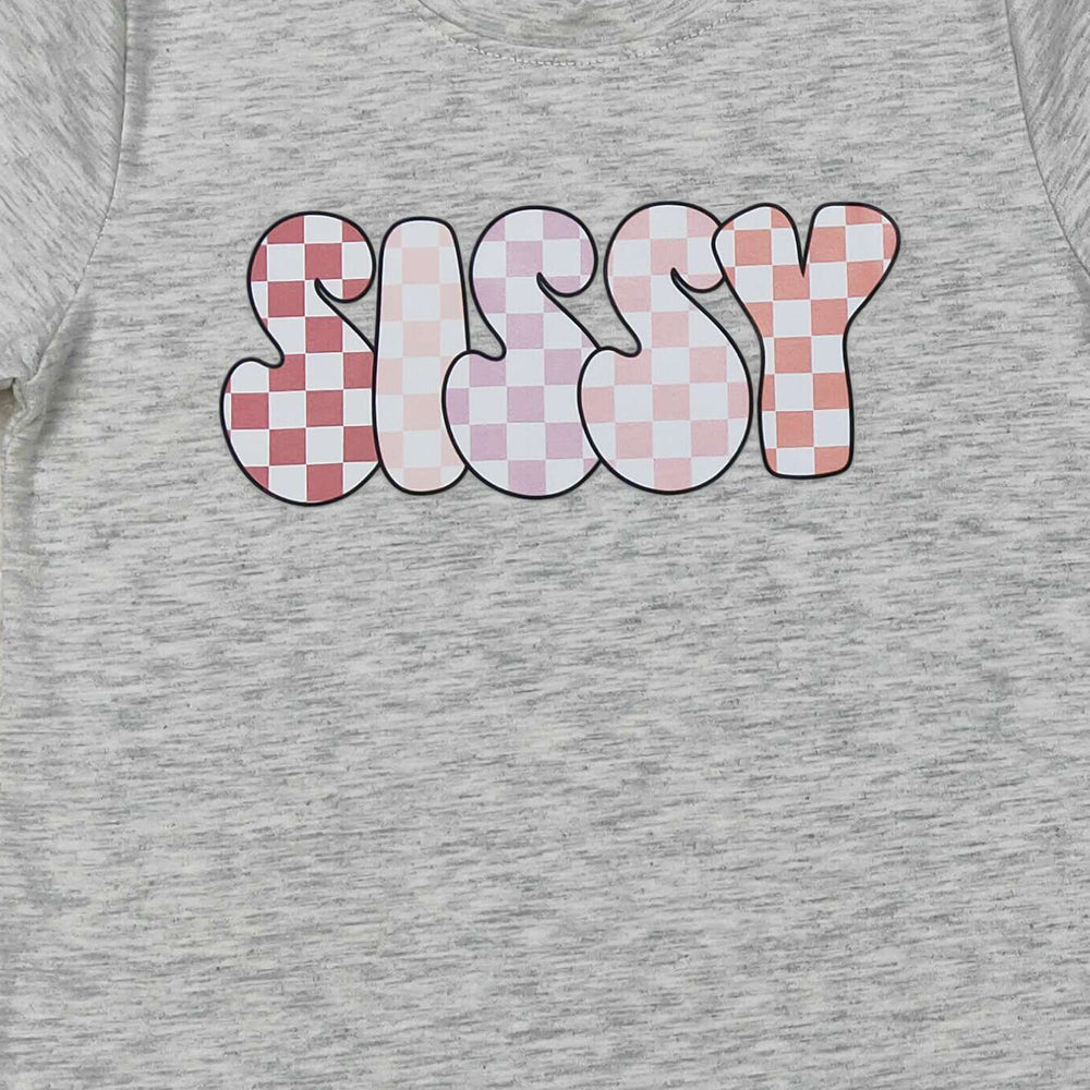 6.03  GSSO2135  New Rts No Moq 8-9 Days By Air Arrived it Grey short sleeves plaid sissy top shorts kids girls clothes
