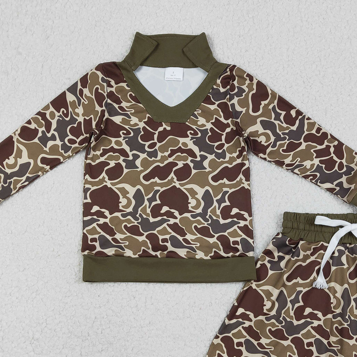 12.23 RTS NO MOQ （In stock）GLD1479 Baby Girls Brown Camo Long Sleeve Skirts Shorts Hunting Clothes Sets