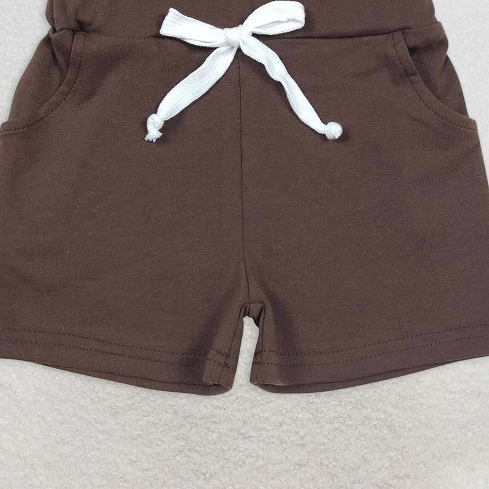 SS0134 RTS NO MOQ Baby Boys Summer Shorts Baby Boys Brown Pockets Shorts
