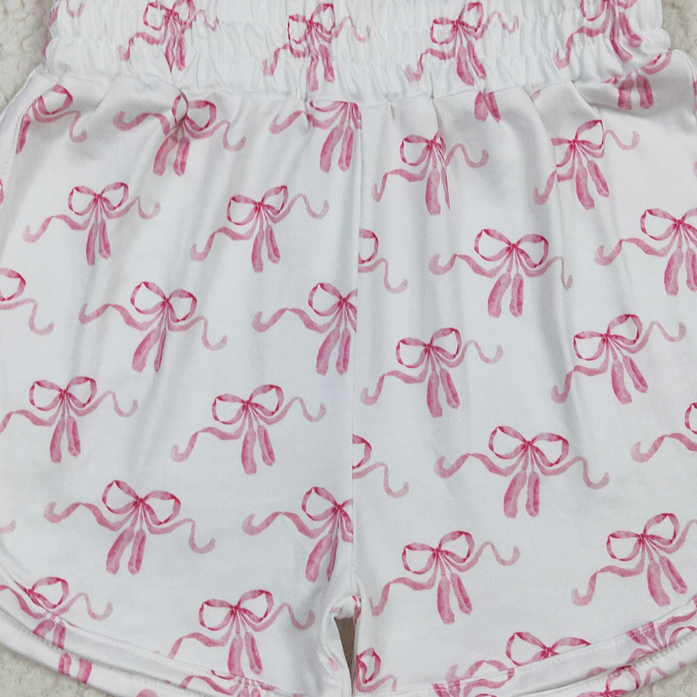 SS0608 RTS NO MOQ Baby Girls Summer Shorts Baby Girls Pink Bows Summer Shorts Bottoms