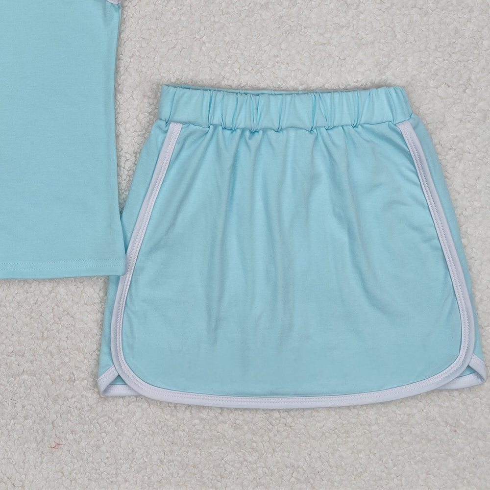 GSD1973Kids Girls Mint Sleeveless Polo Shirt Skirt Set Cotton Lightweight Breathable Clothing Outfit for Spring/Summer