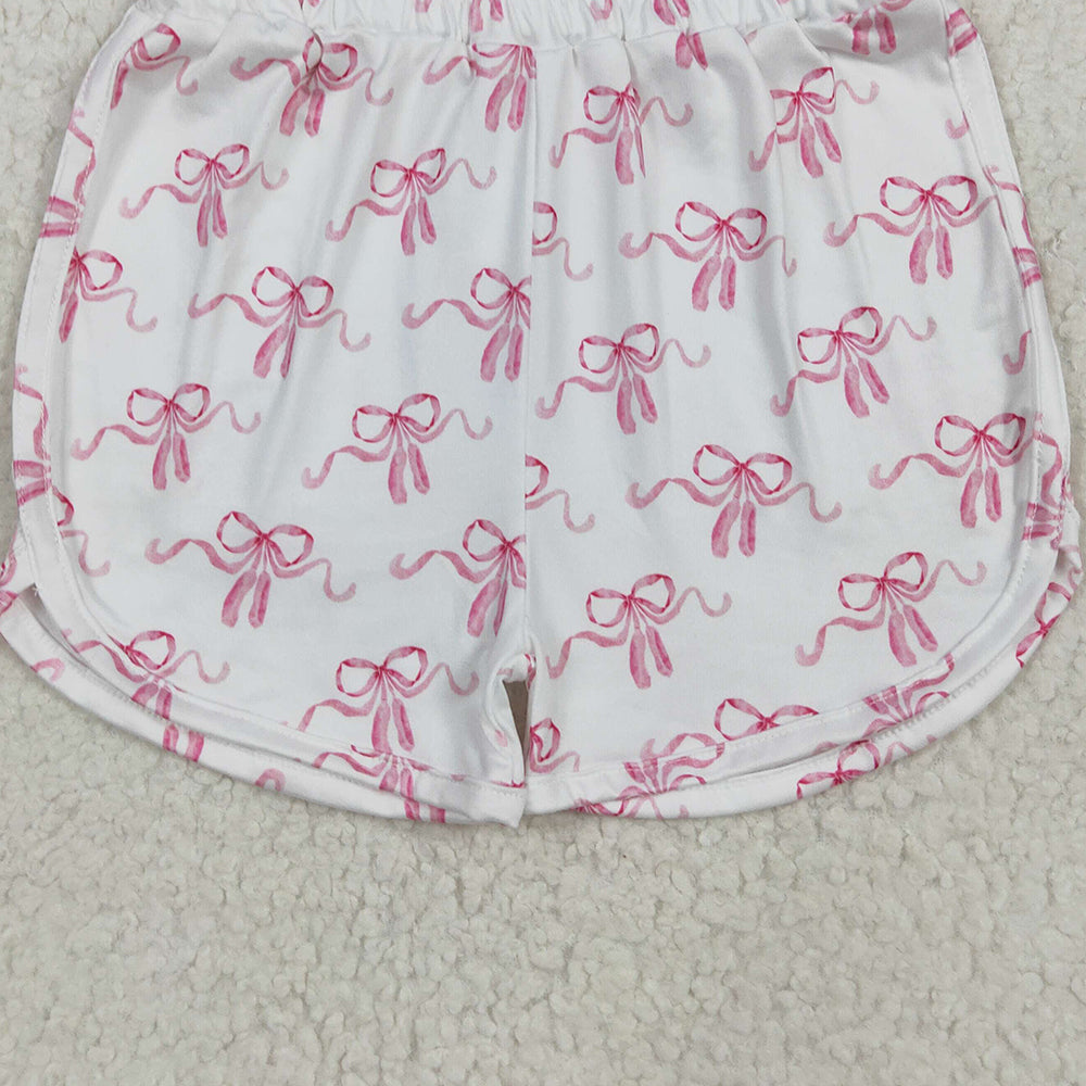 SS0608 RTS NO MOQ Baby Girls Summer Shorts Baby Girls Pink Bows Summer Shorts Bottoms