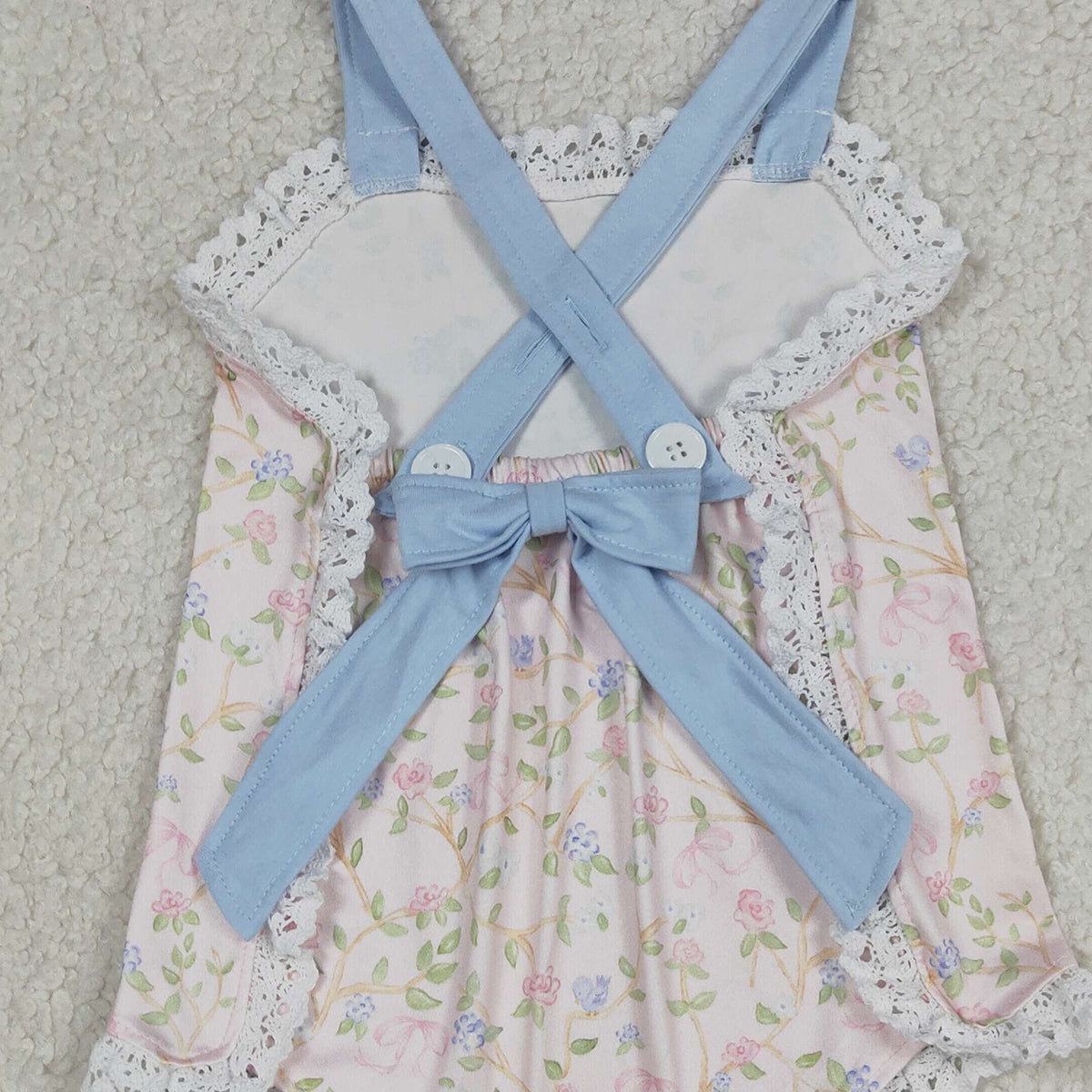 4.14 SR3461 RTS NO MOQ （In stock）Straps lace ruffle floral baby girls summer romper