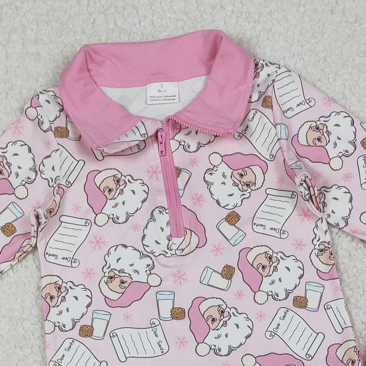 10.17 RTS NO MOQ （In stock）GLP2750 Baby Girls Santa Letter Milks Zipper Pullover Leggings Christmas Clothes Sets