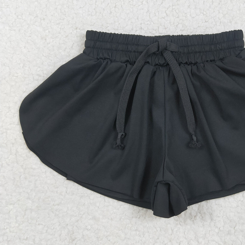 USA Shop (in stock)  SS0551RTS NO MOQ Baby Girls Summer Yoga Shorts Baby Girls Black Yoga Skort Shorts Bottoms