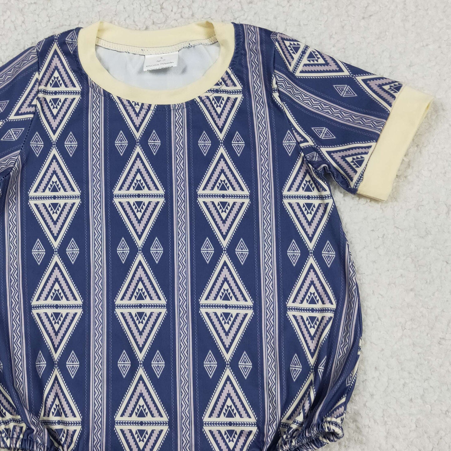 SR3713 RTS NO MOQ （In stock）Baby Boys Short Sleeve Western Aztec Rompers