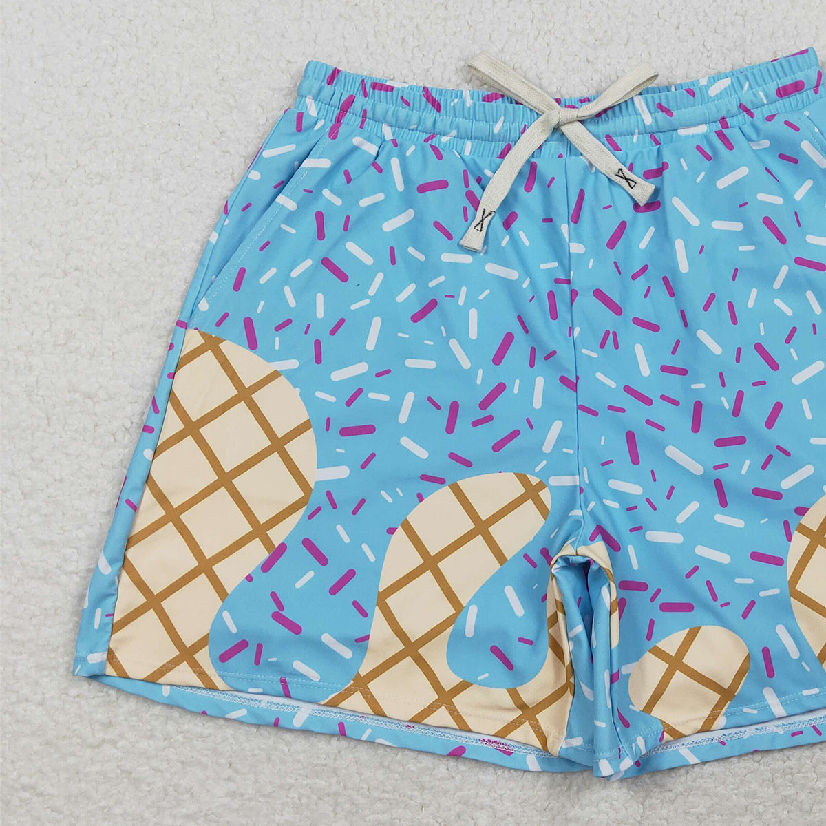 3.3 RTS NO MOQ （In stock）S0578 Adult Men Blue Drip Sprinkles Team Swimming Trunks Bottom