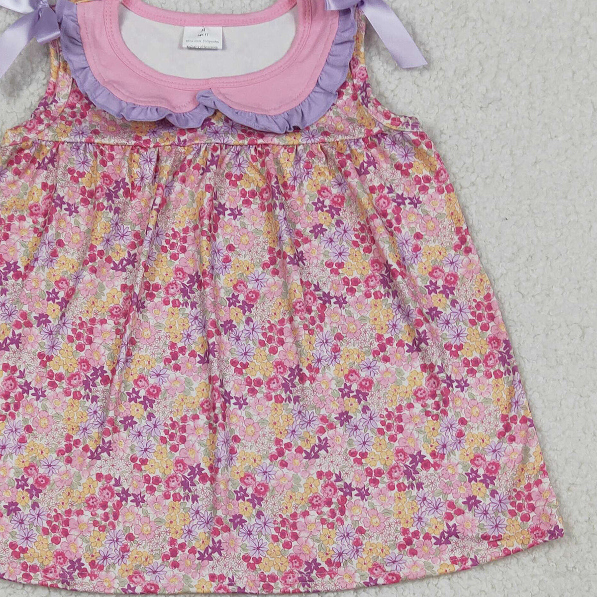 GBO0507 RTS NO MOQ （In stock ）Sleeveless floral tunic bummies baby girls summer clothes