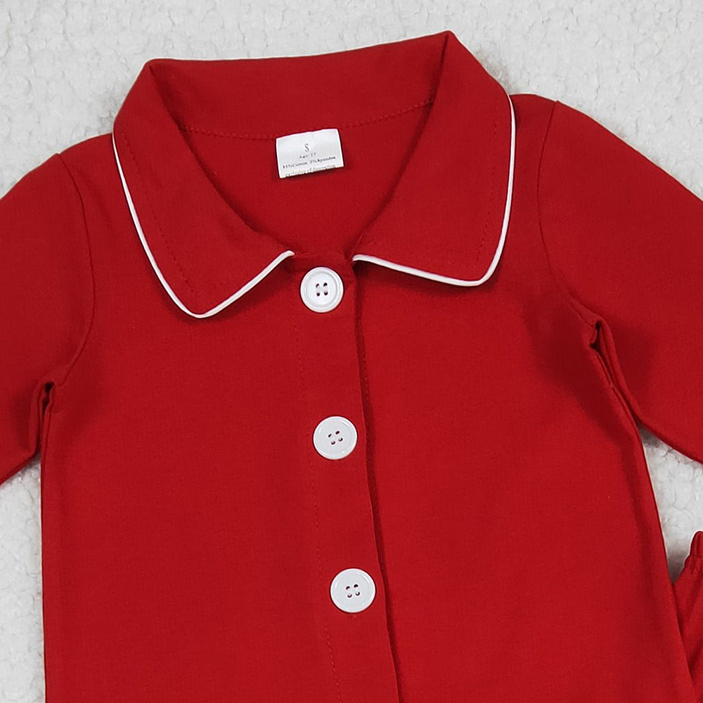 RTS NO MOQ （In stock）GLP2789 Baby Girls Winter Outfits red color cotton Christmas pajamas pants clothes sets