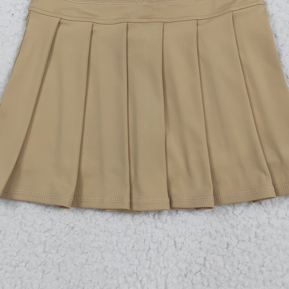 8.20 RTS NO MOQ （In stock）GLK0123 Baby Girls Summer Yoga Skirt Baby Girls Khaki Yoga Skorts Pleated Skirts Bottom