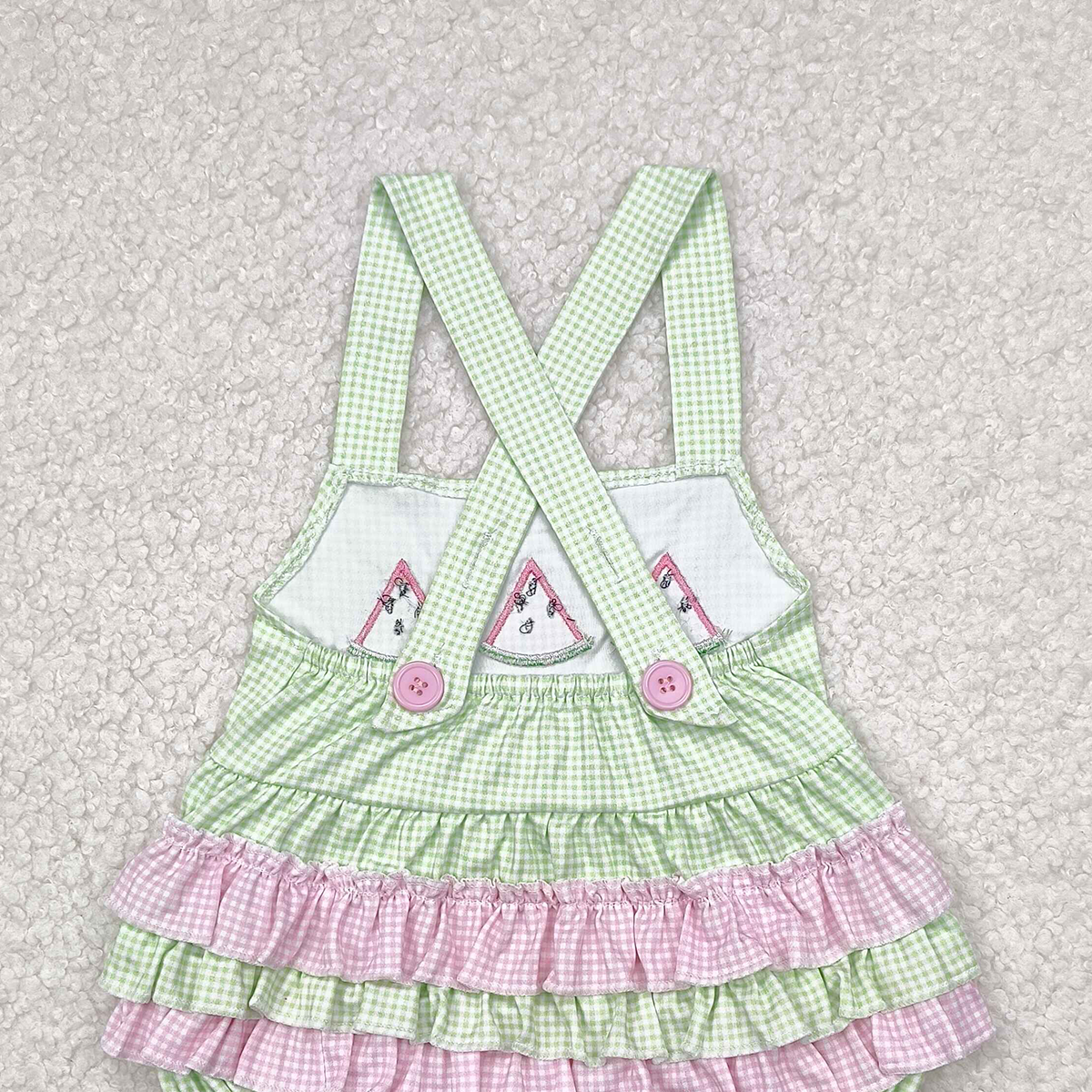 4.24 SR2764 RTS NO MOQ Baby Girls Summer Rompers  Flutter sleeves watermelon baby girls summer romper