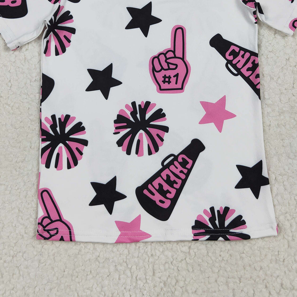 USA Shop (in stock) GT0994RTS NO MOQ  Baby Girls Summer Tops  toddler girl clothes cheer short Sleeve Top