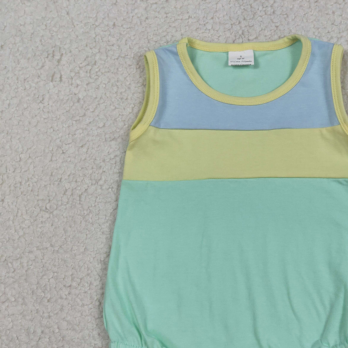 3.13 RTS NO MOQ （In stock）SR3660 Children's Fashion Romper Baby Boys Sleeveless Blue Yellow Aqua Rompers