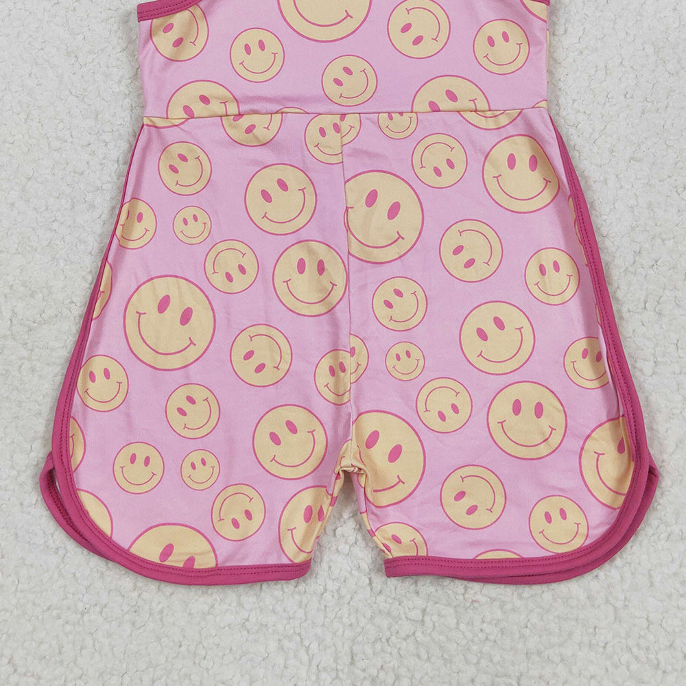 7.06 SR3083 RTS NO MOQ Baby Girls Summer Jumpsuits Baby Girls Pink Strap Smiles Pockets Jumpsuits
