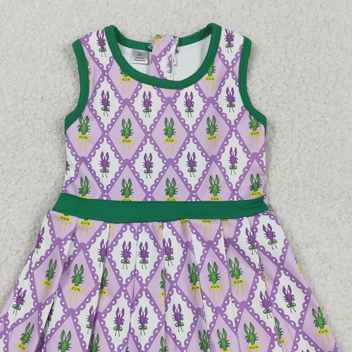 12.12 RTS NO MOQ （In stock）GSD2868 Baby Girls Mardigras Crayfishes Checked Back Zip Shorts Yoga Active Knee Length Dresses