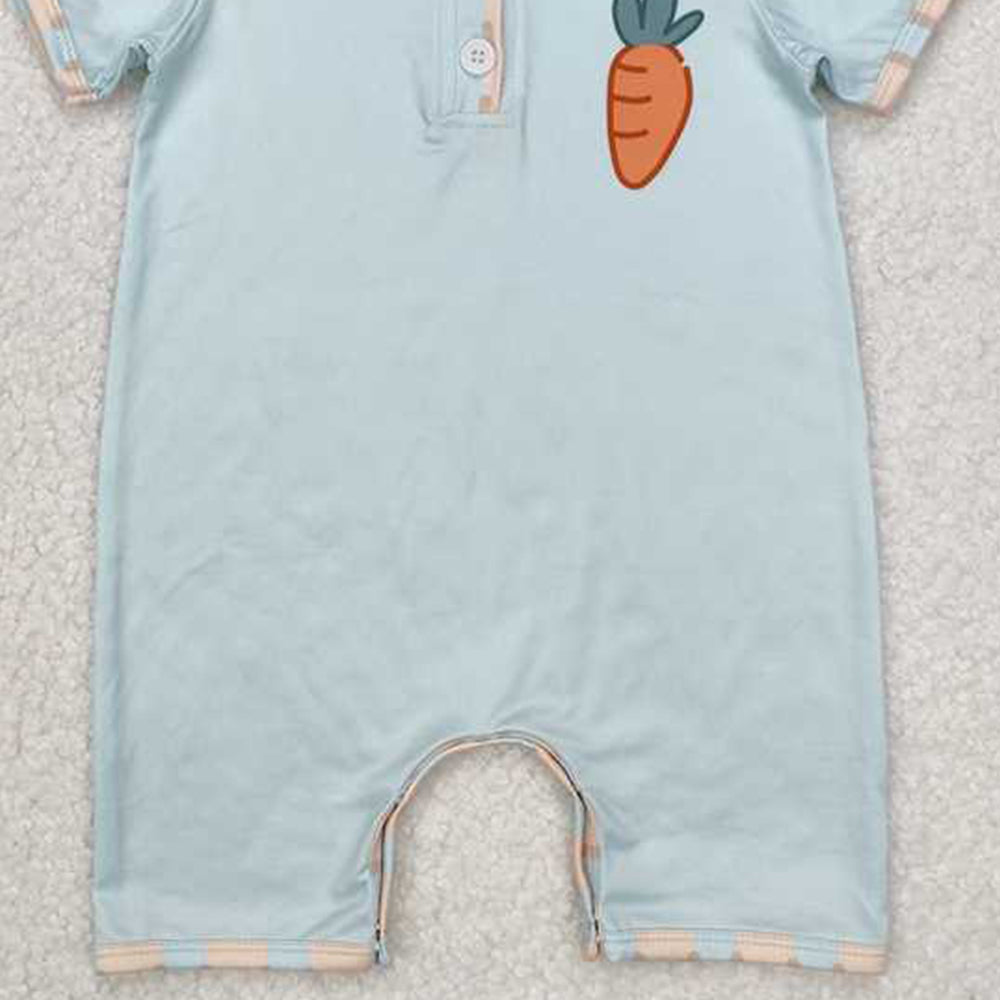 SR2226  RTS NO MOQShort sleeves carrot baby boys Easter polo romper