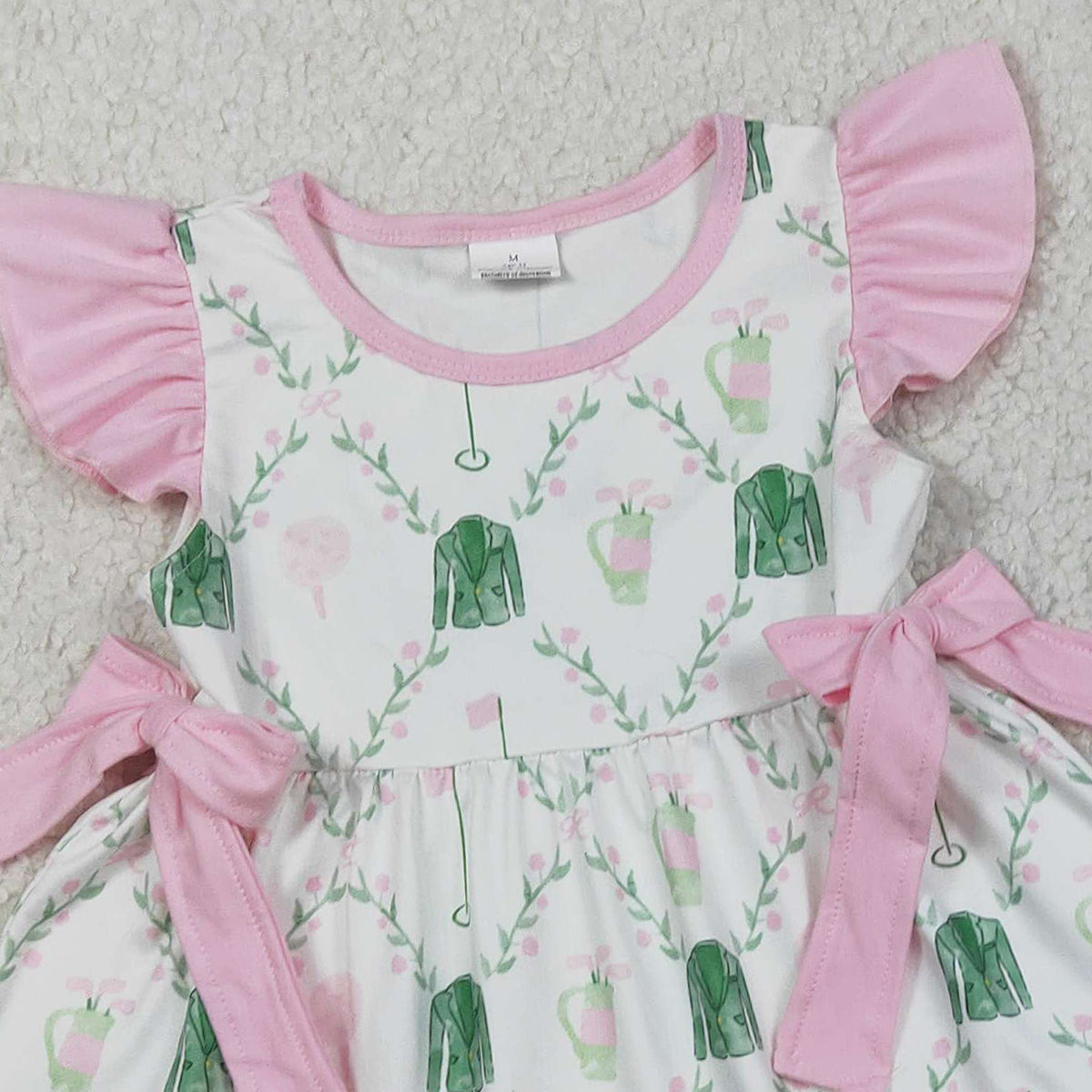 1.23 RTS NO MOQ （In stock）GSSO3063 Baby Girls Flowers Golf Checked Bows Tunic Ruffle Shorts Clothes Sets