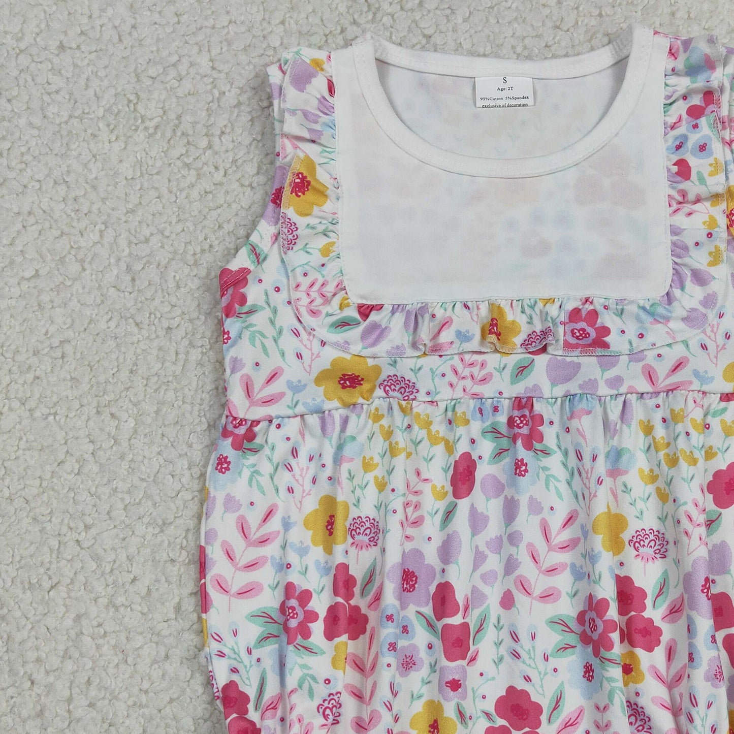 SR4021 RTS NO MOQ （In stock）Ruffle floral baby girls spring summer romper
