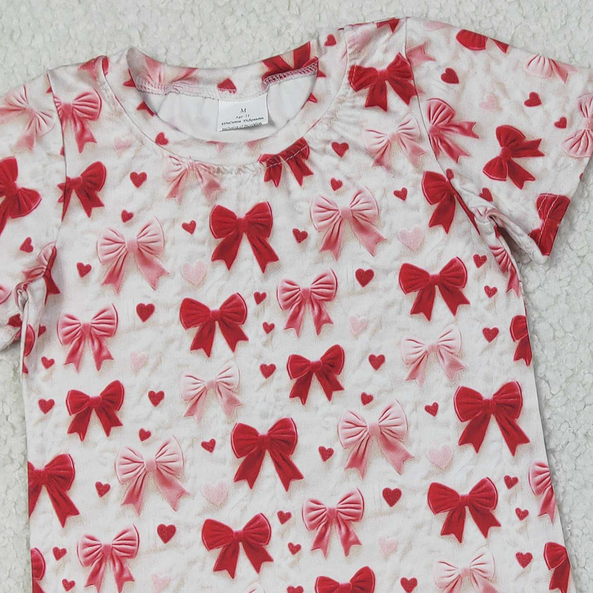 12.11 RTS NO MOQ （In stock）GSSO2835 Baby Girls Hearts Bows Top Pockets Shorts Valentines Clothes Sets