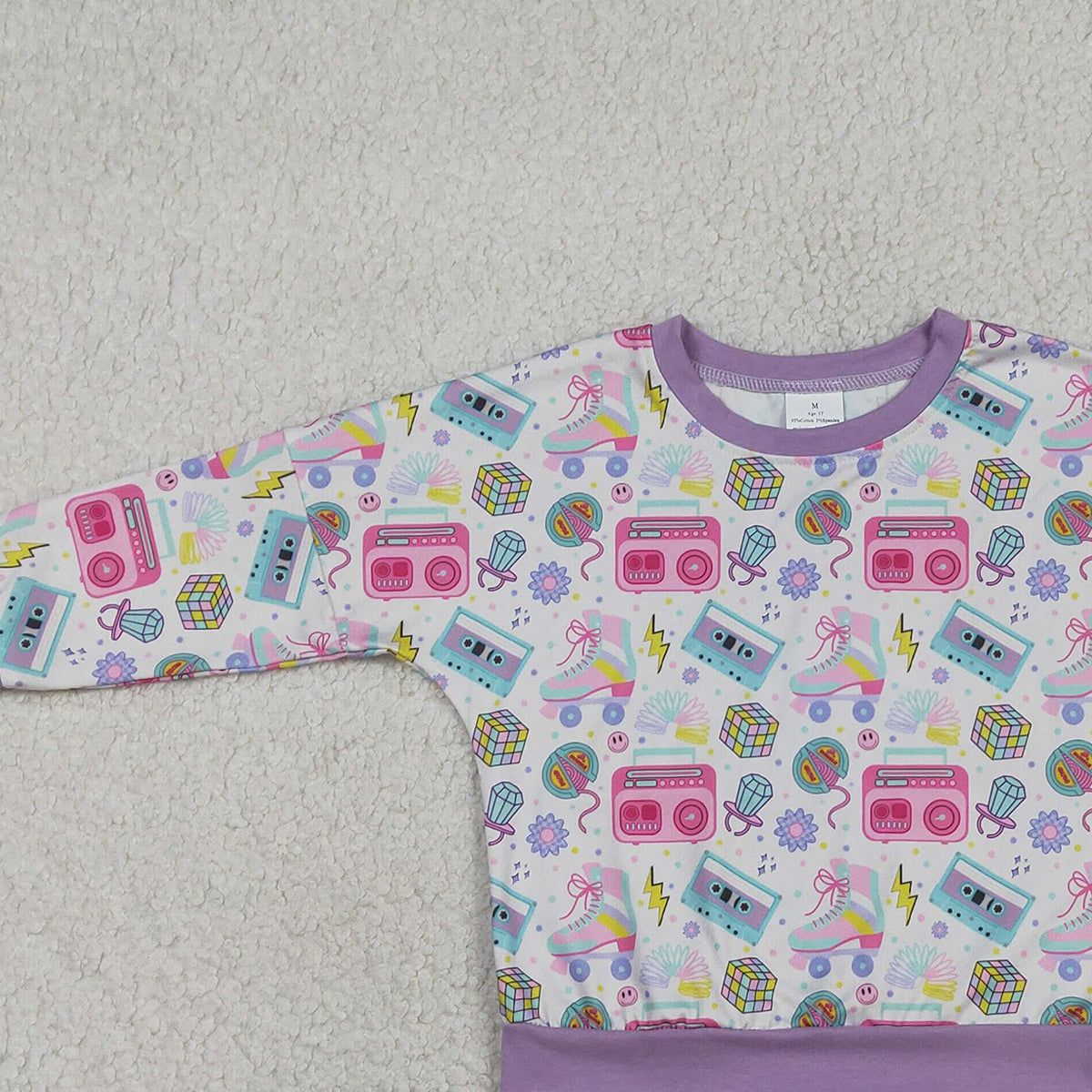 12.30 RTS NO MOQ （In stock）GT1491 Baby Girls Long Sleeve Recorder Flowers T-shirts Top