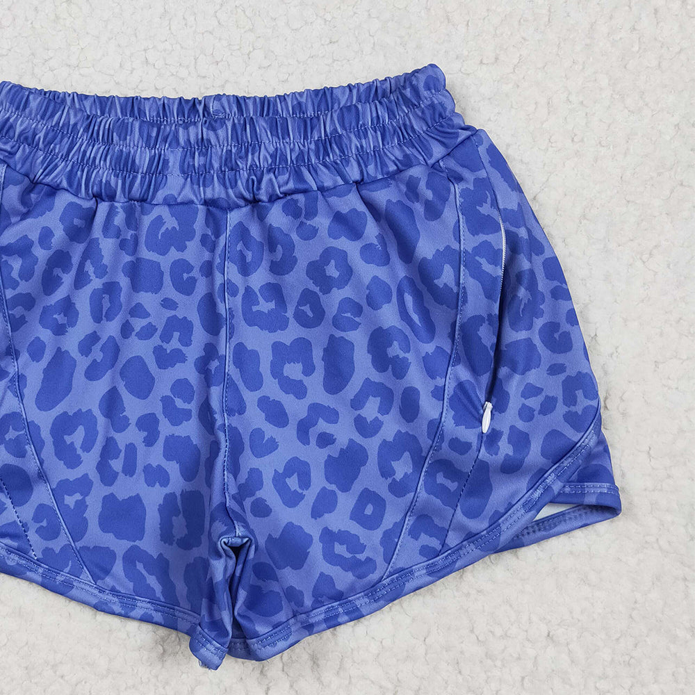 5.01 SS0466RTS NO MOQ Baby Girls Summer Shorts  Blue leopard kids girls summer shorts