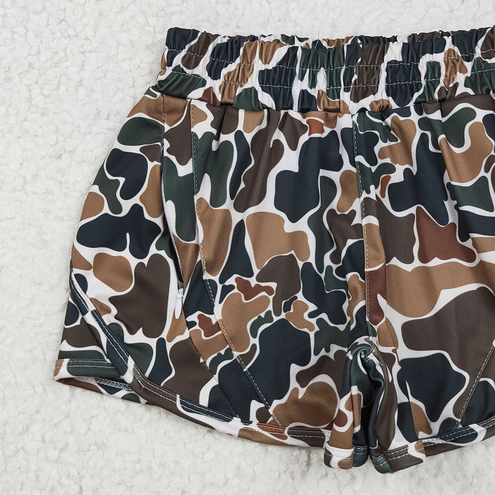 5.01 SS0465 RTS NO MOQ Baby Girls Summer Shorts Dark brown camo kids girls summer shorts