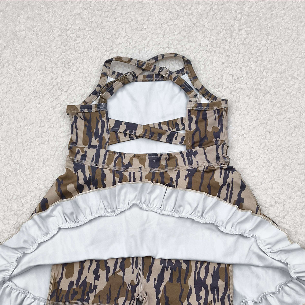 USA Shop (in stock)GSD2314 RTS NO MOQ Baby Girls Summer Yoga Dress baby girl clothes yoga camouflage sleeveless dress