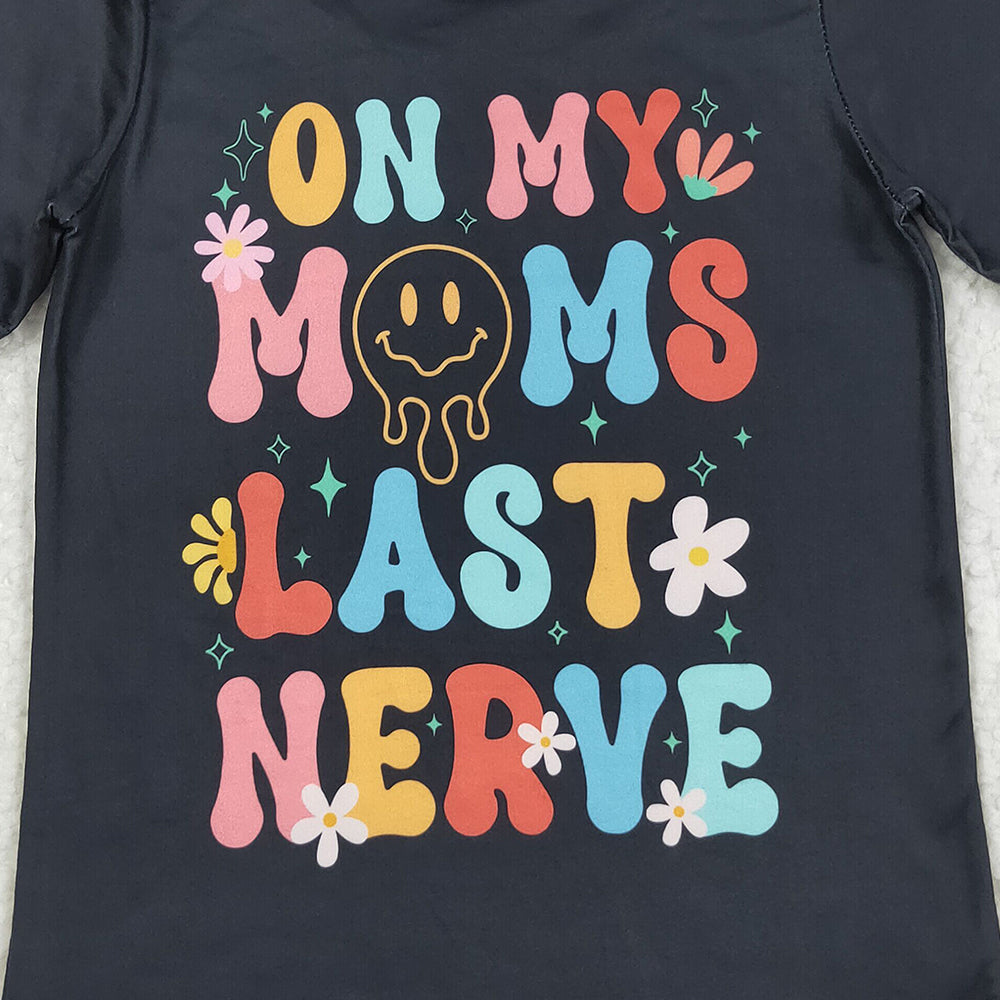 RTS NO MOQ （In stock）GT1026 Baby Girls Summer Tops Baby Boys Black Smiles On My Moms Last Nerve Tee Shirts Top