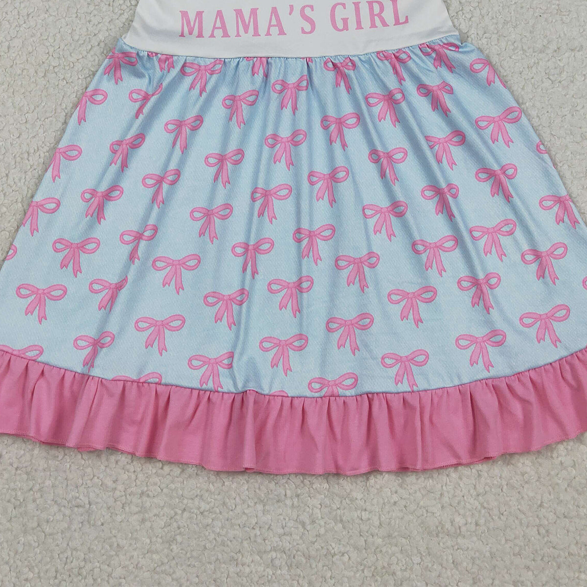 GSD2980 RTS NO MOQ （In stock）Flutter sleeves mama's girl bows kids ruffle dresses