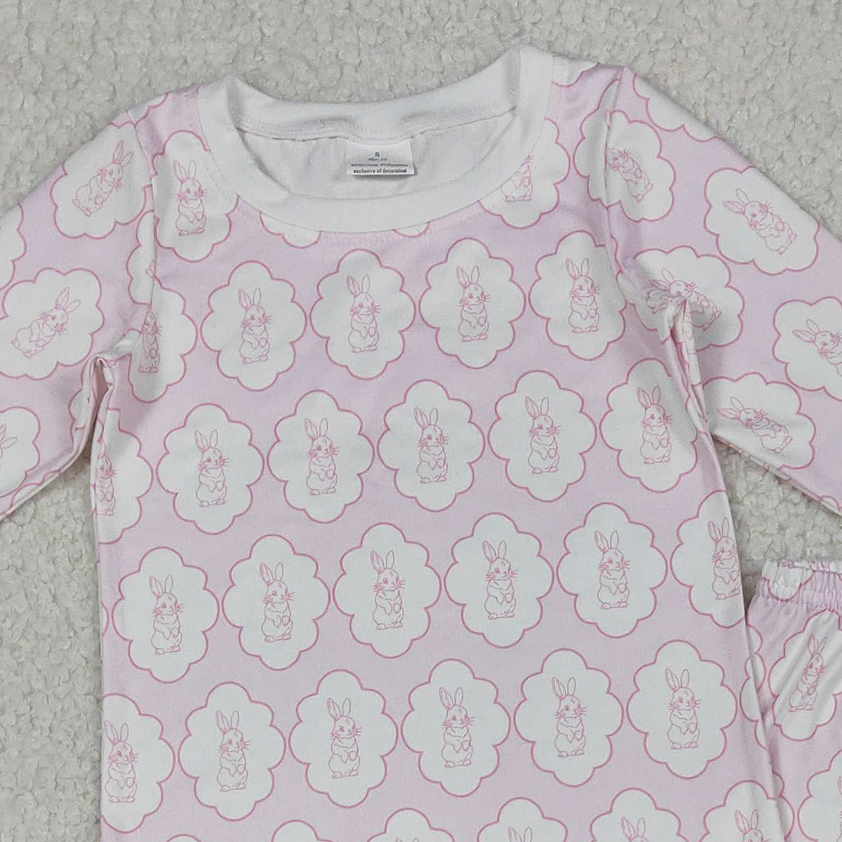 12.4 RTS NO MOQ （In stock）GLP3067 Baby Girls Pink Rabbits Eggs Checked Top Pants Easter Pajamas Sets
