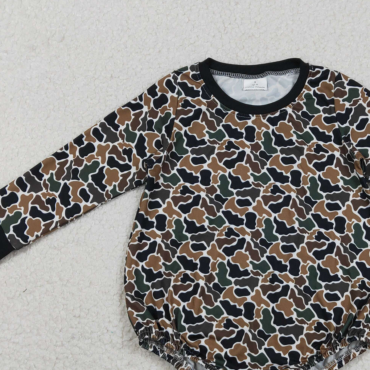 11.22 RTS NO MOQ （In stock）LR2809 Baby Boys Winter Rompers Baby Boys Dark Brown Camo Long Sleeve Southern Rompers